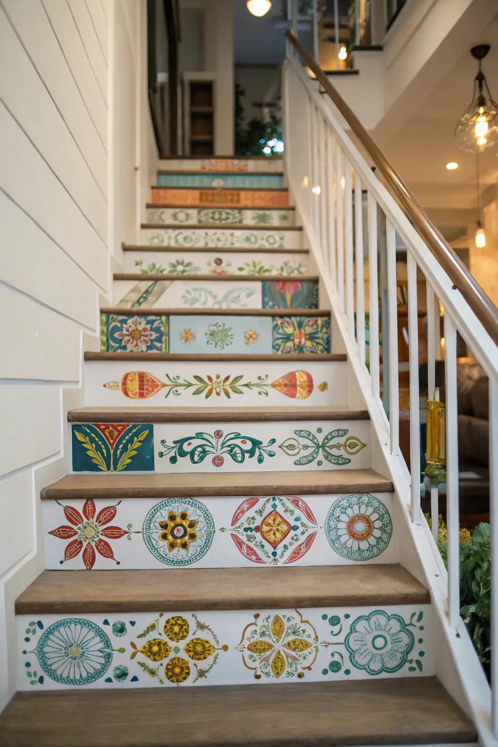 Custom decals provide a unique and temporary staircase makeover.