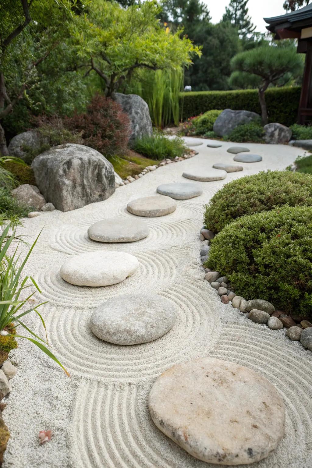 Step into serenity with this Zen garden path, where simplicity meets mindful elegance.