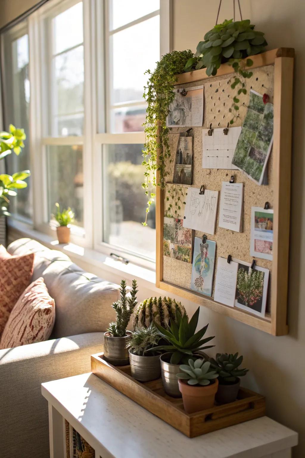 Real and faux succulents create a dynamic display.