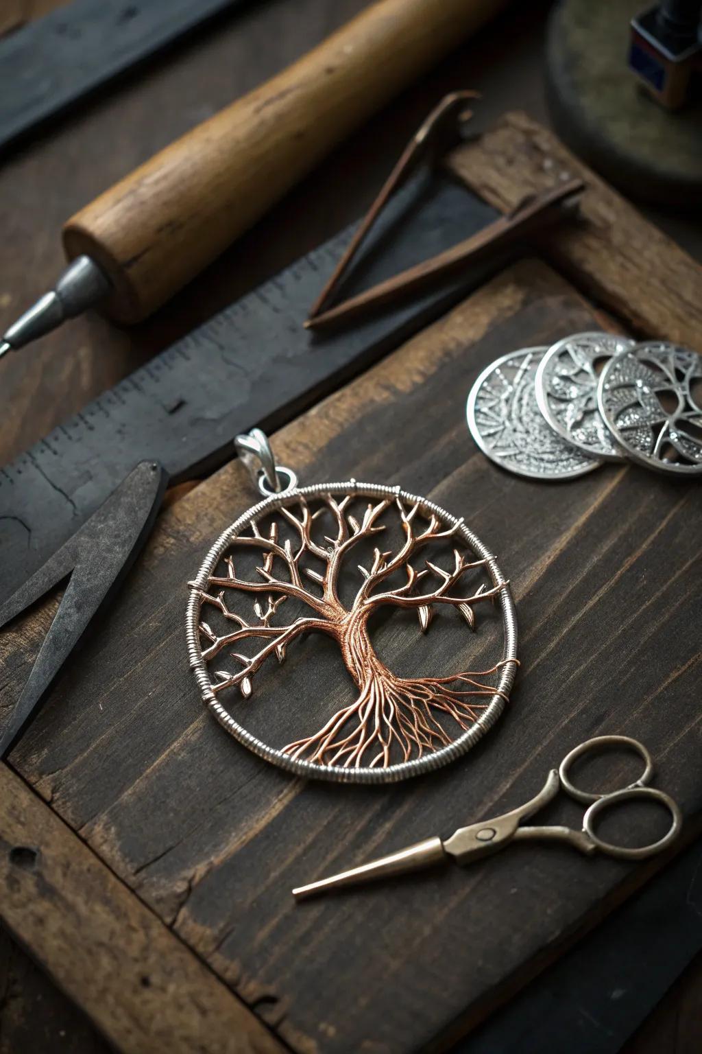 Craftsmanship at its finest: A stunning Tree of Life pendant symbolizing growth and connection.