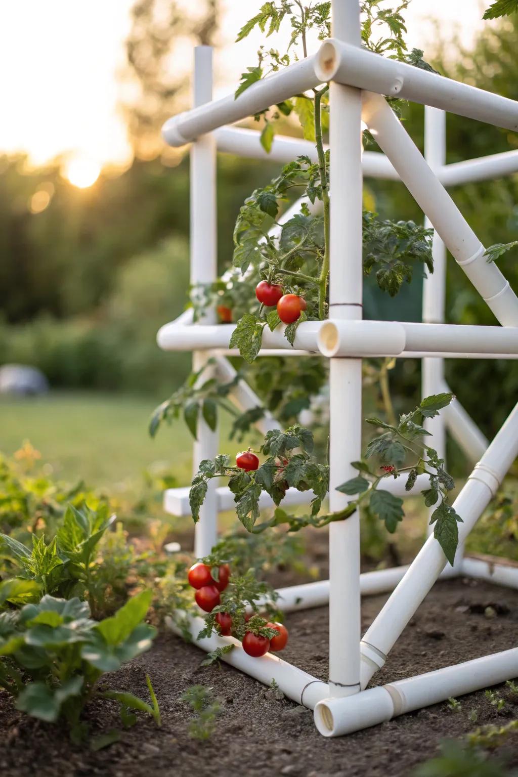 Elevate your garden with a chic and functional PVC pipe trellis - perfect for the minimalist at heart!