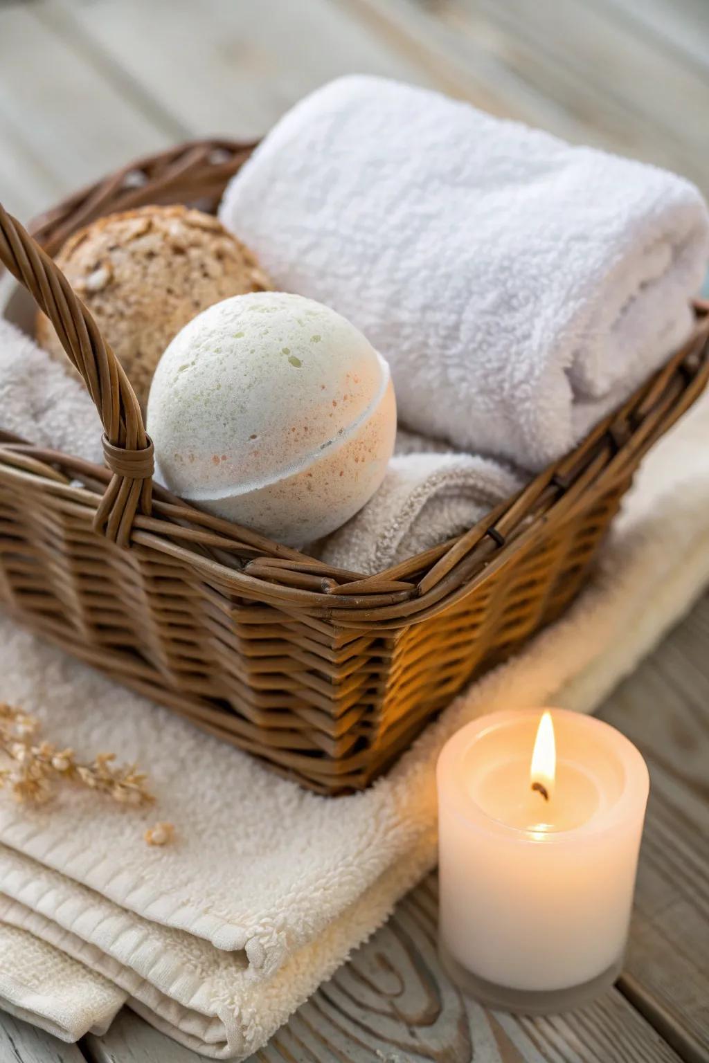 Indulge in crafted comfort with our Spa Day DIY Basket.