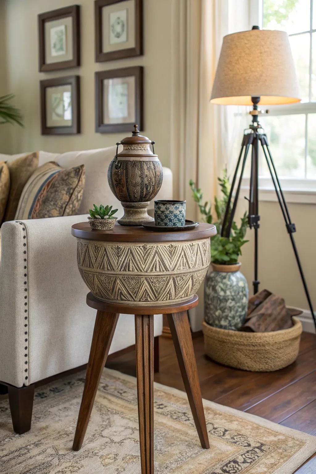 Add intrigue with tripod vessels featuring surprise elements.
