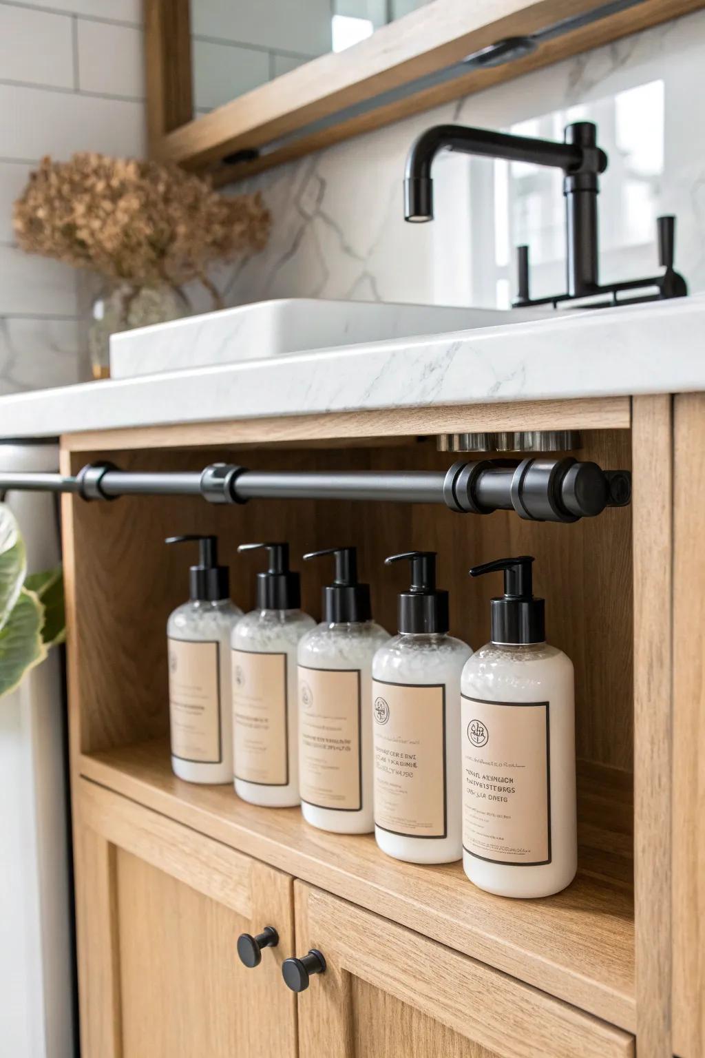 Transform your under-sink space with the elegant simplicity of a tension rod.