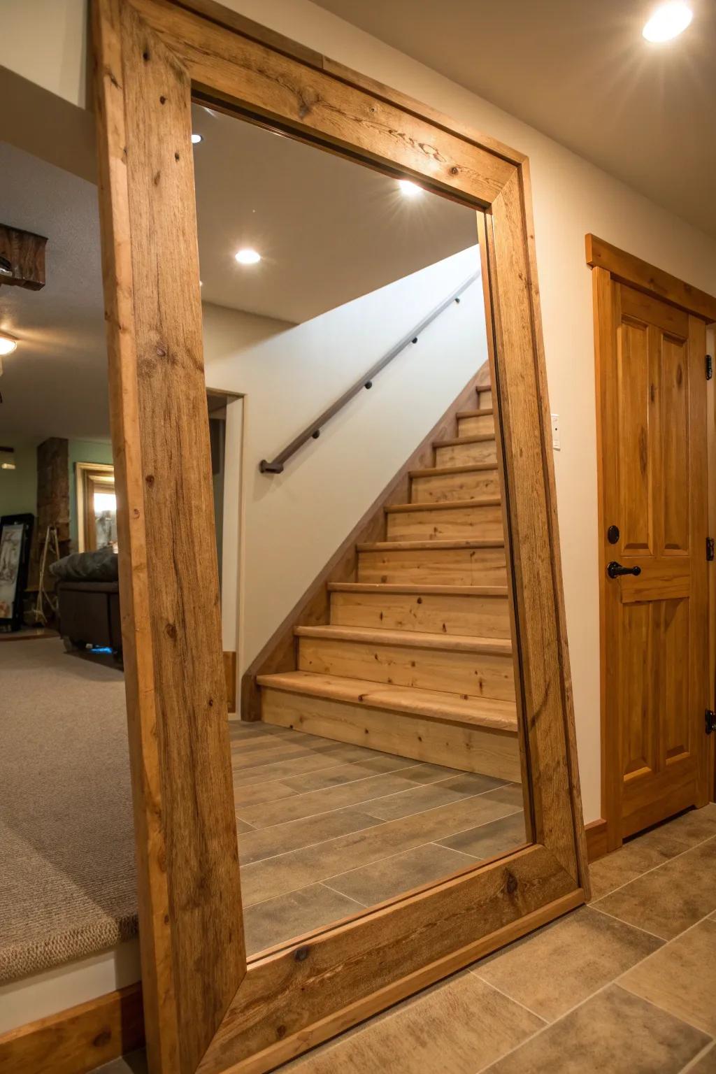 Transform your basement stairs with a touch of craftsmanship and illusion.