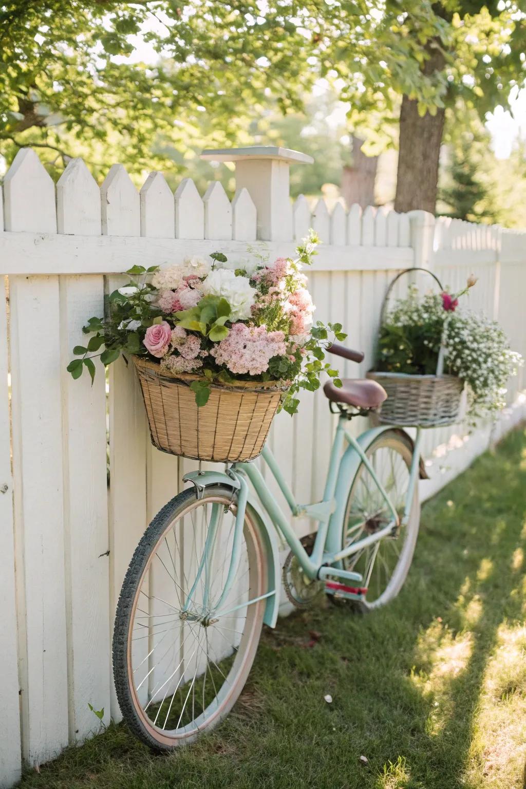 Transform your garden with a touch of whimsy: an upcycled bicycle planter blooms with natural beauty.