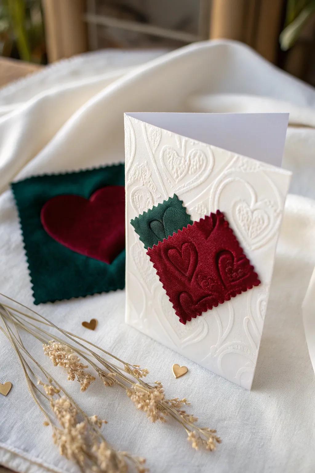 Elevate your Valentine's card game with a touch of luxurious fabric. #ValentinesDay #MinimalistElegance