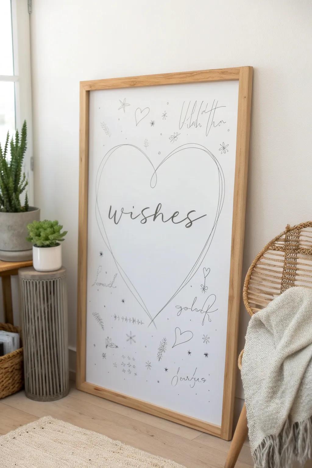 Capture your dreams inside a heart—simple elegance meets heartfelt wishes.