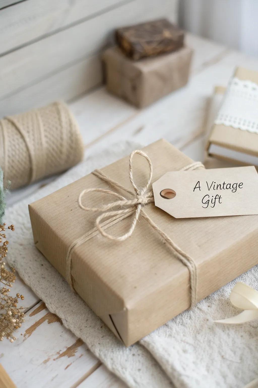 Add a personal touch with a handwritten note on your beautifully wrapped vintage gift.