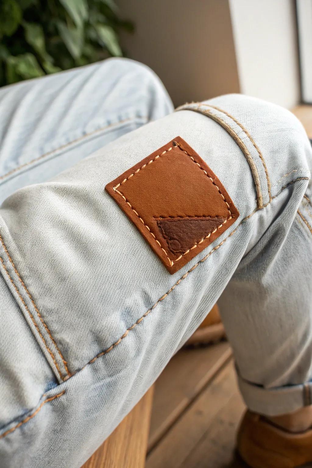 Transform your worn denim into a style statement with elegant leather patches—where rugged meets refined.