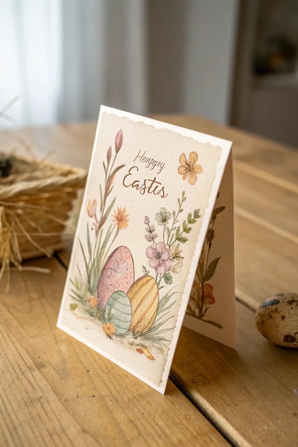 Step back in time with a vintage-inspired watercolor Easter card, capturing the essence of simplicity and natural beauty.