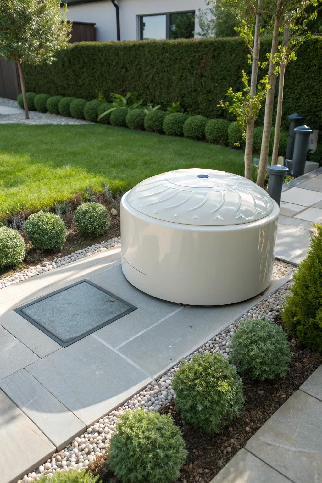 Elevate your garden with a chic fiberglass well pump cover, where modern design meets durability.