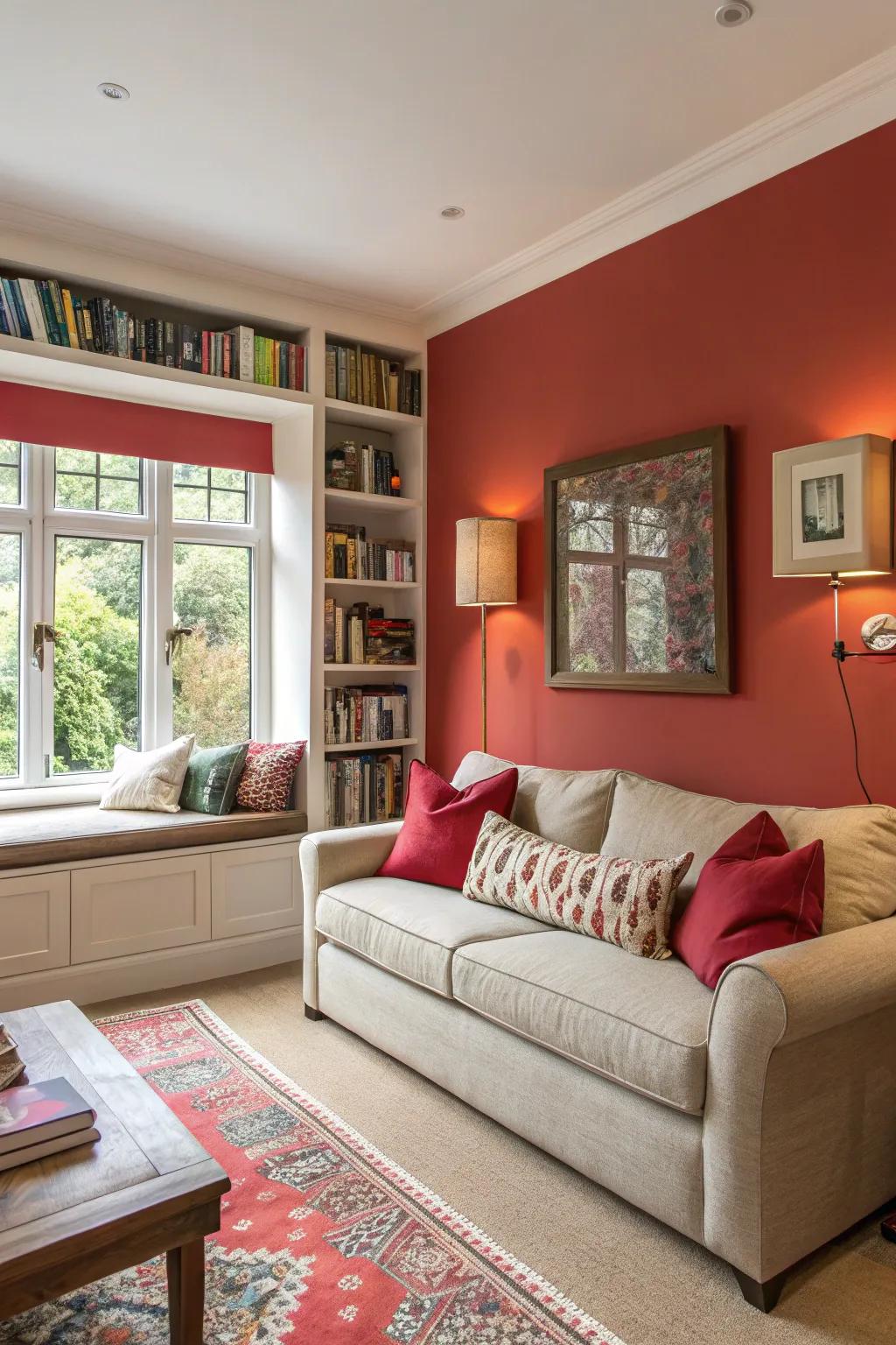 A feature wall adds color and personality to your living space.