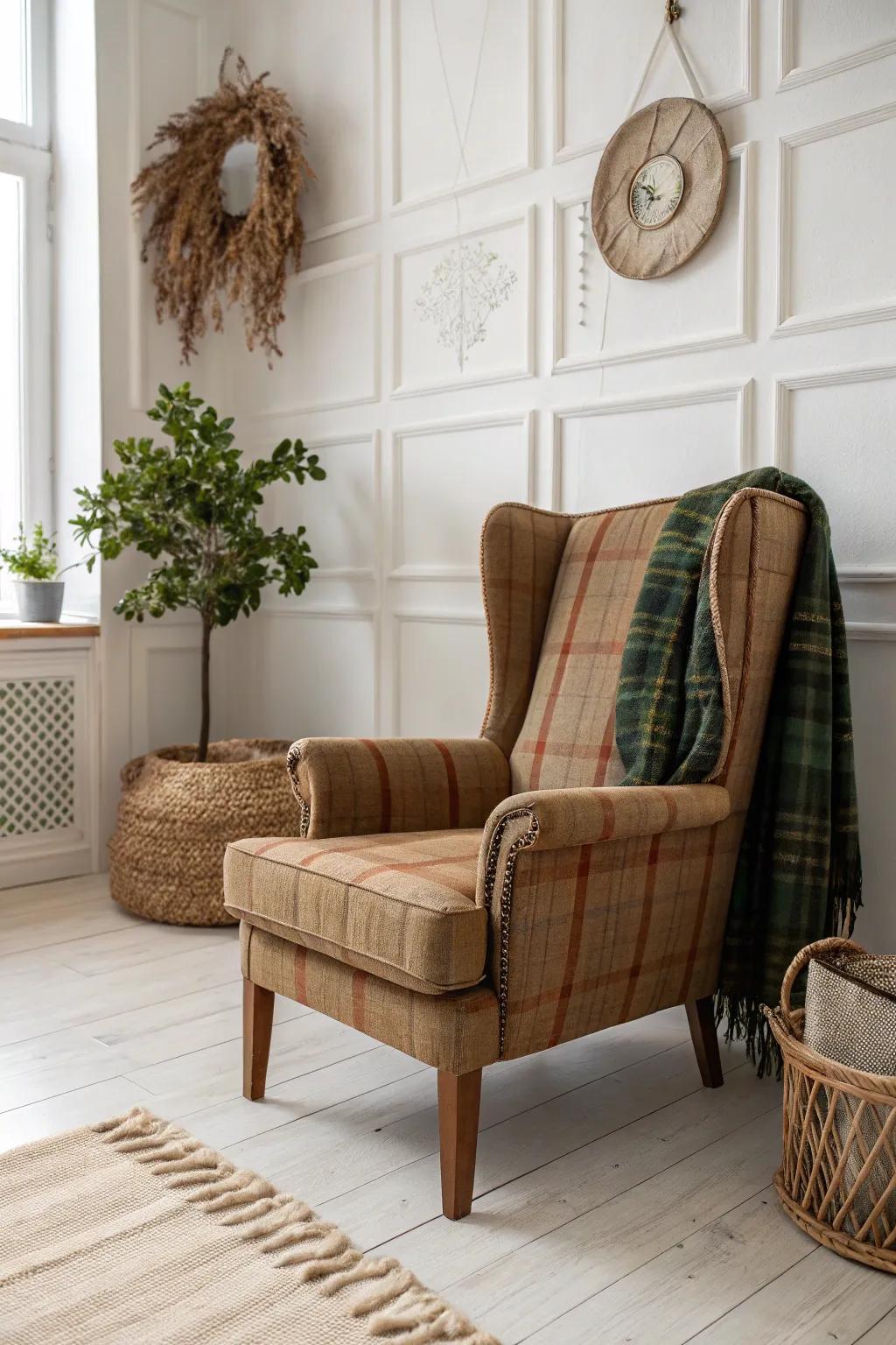 Cozy up with plaid: the perfect blend of Scandinavian minimalism and boho charm.