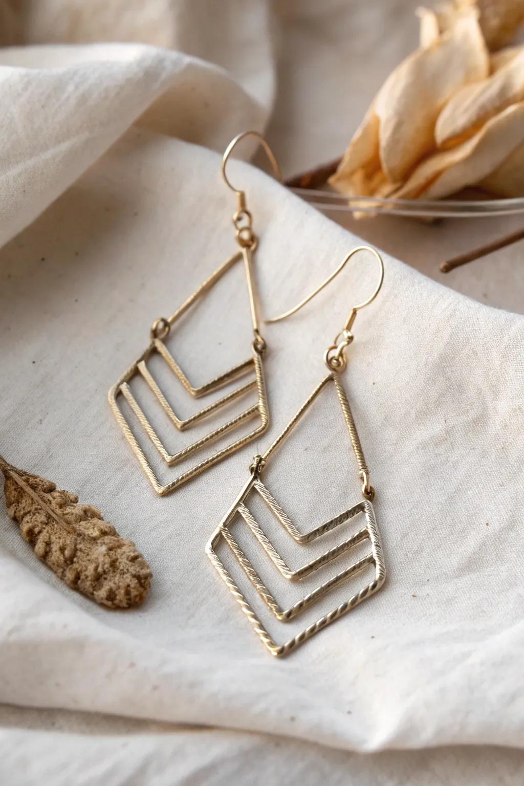 Elevate your style with handcrafted chevron wire earrings that capture the essence of minimalist beauty.