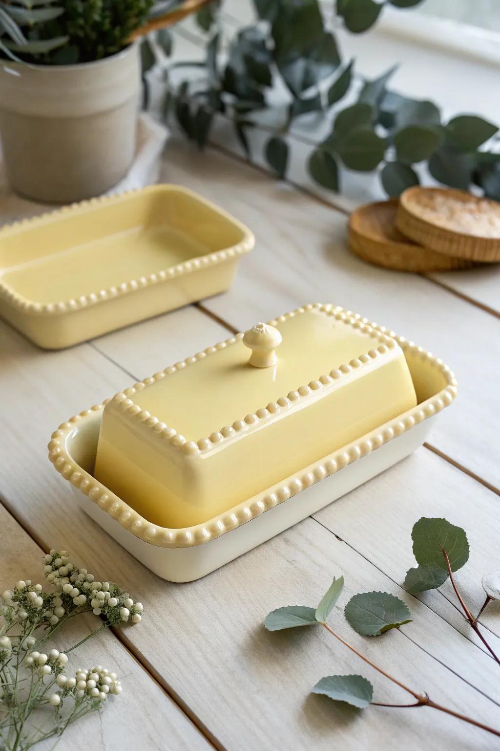 Embrace the butter yellow trend with this charming 3D Perler bead butter dish, where simplicity meets artisanal beauty.
