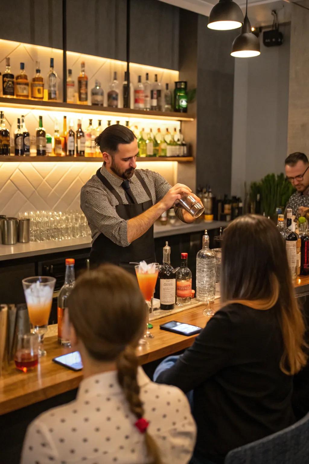 A craft cocktail workshop setup for a spirited celebration.
