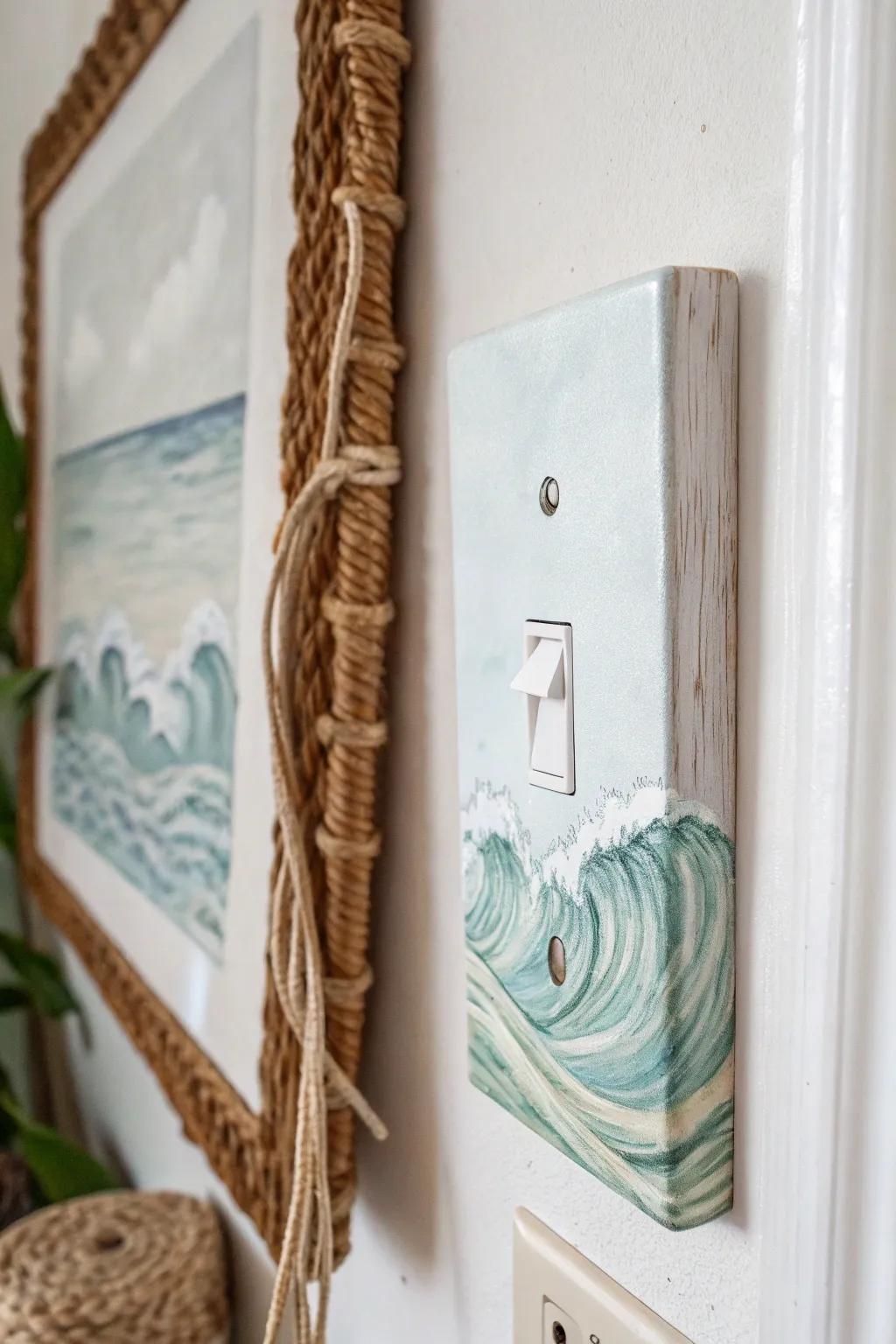 Bring seaside tranquility into your space with this ocean wave light switch design.