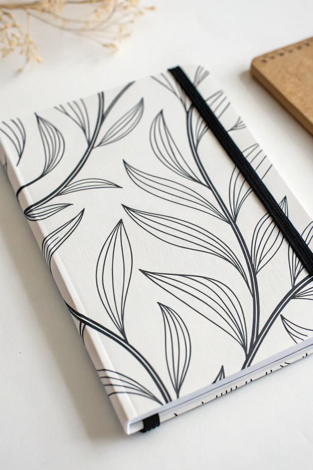 Embrace the beauty of simplicity with minimalist line art on your notebook cover.