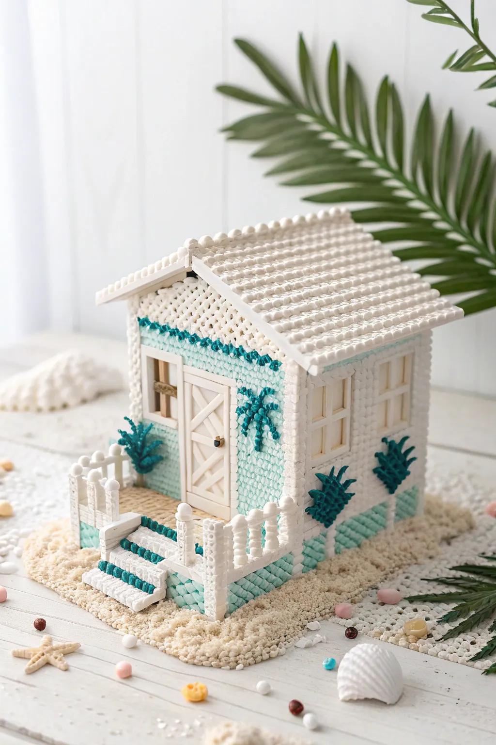 Escape to a sun-kissed oasis with this charming perler bead cabana scene!
