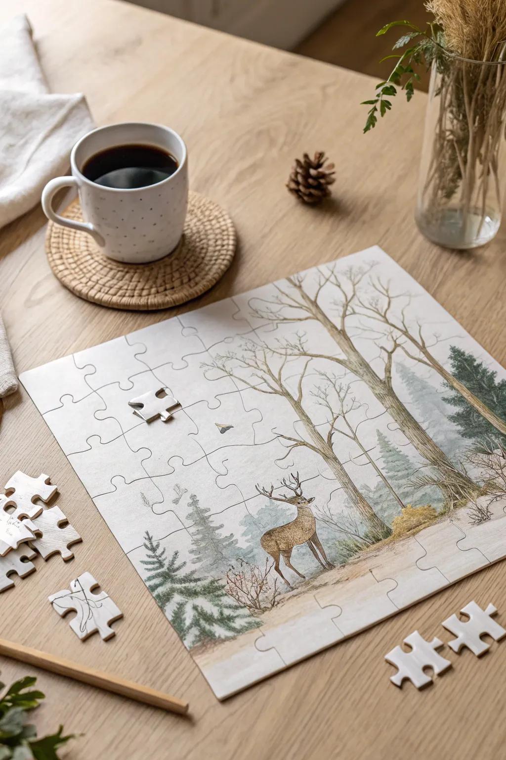Piece by piece, discover the wild beauty within this minimalist puzzle poster.