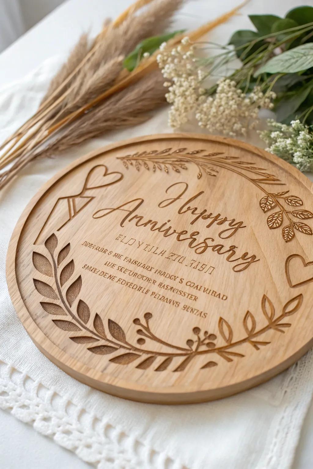 Celebrate your special moments with a uniquely layered anniversary plaque that blends Scandinavian simplicity with Boho elegance.