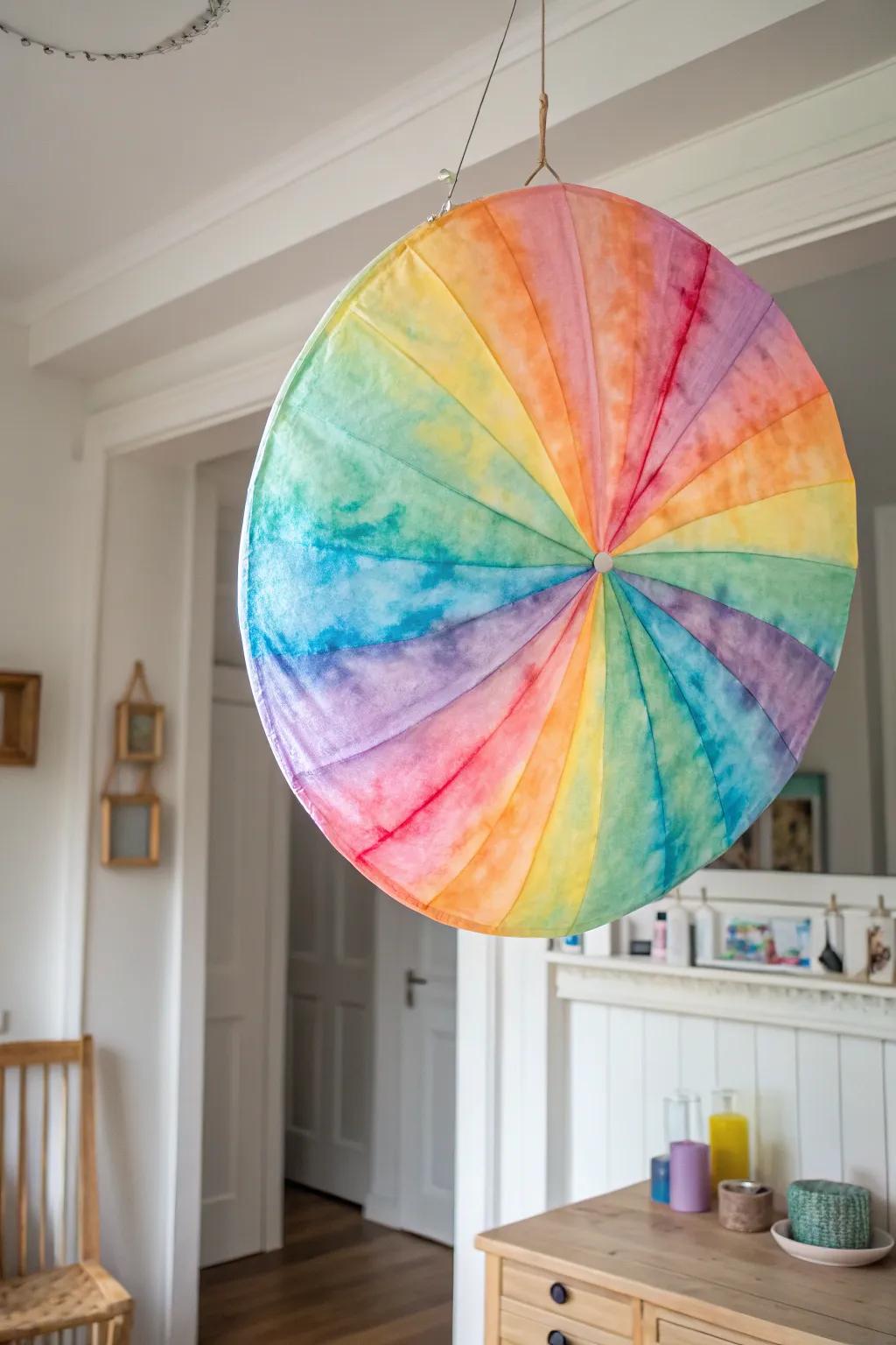 Unleash creativity with watercolor magic on a giant coffee filter canvas.