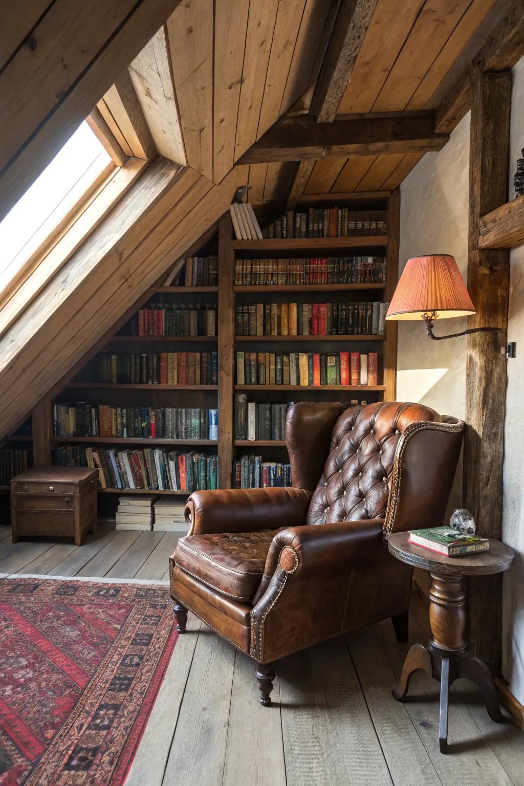 Transform your attic into a stunning personal library — a haven for relaxation and reading.