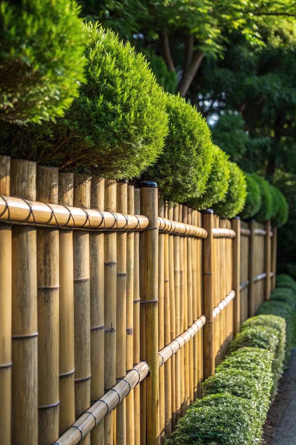 Transform your space with the timeless allure of layered bamboo and lush greenery.