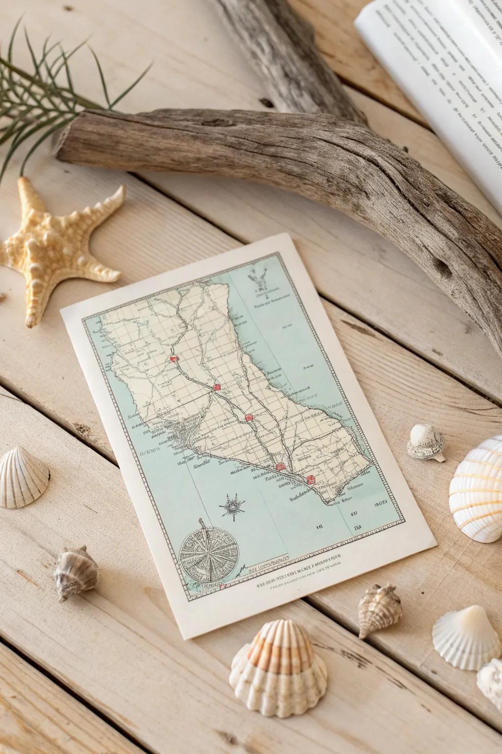 Capture your coastal memories with a touch of minimalist elegance. 🌊🗺️ #BeachJourney #MinimalistScrapbook