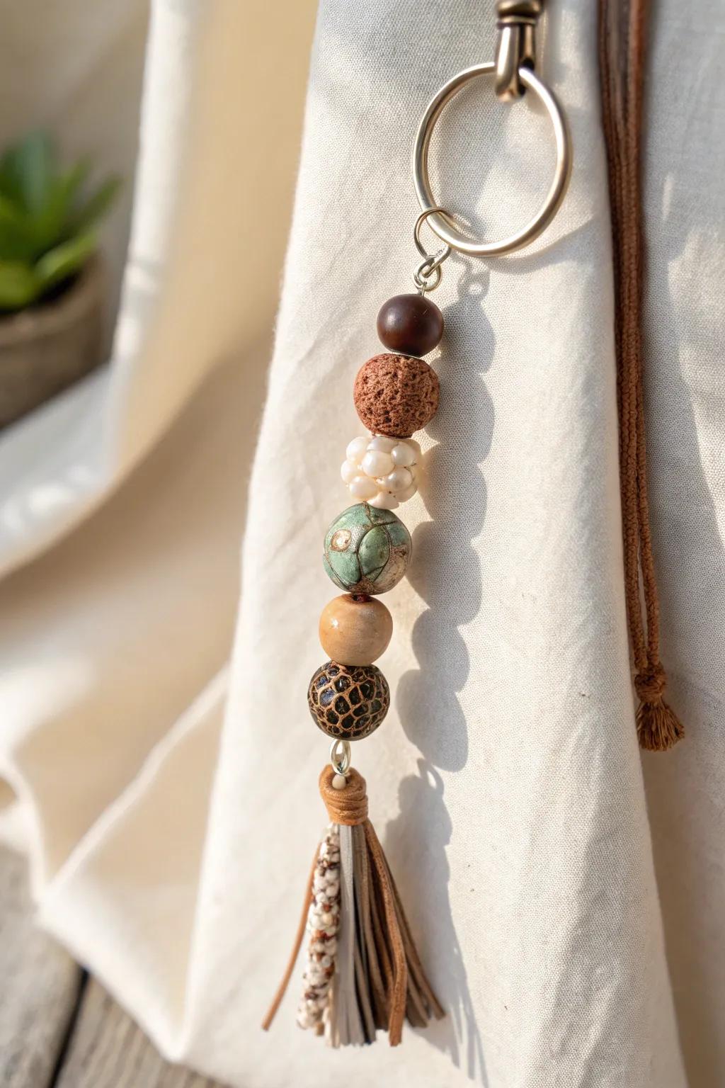 Discover the charm of vintage beads with this timeless keychain treasure.