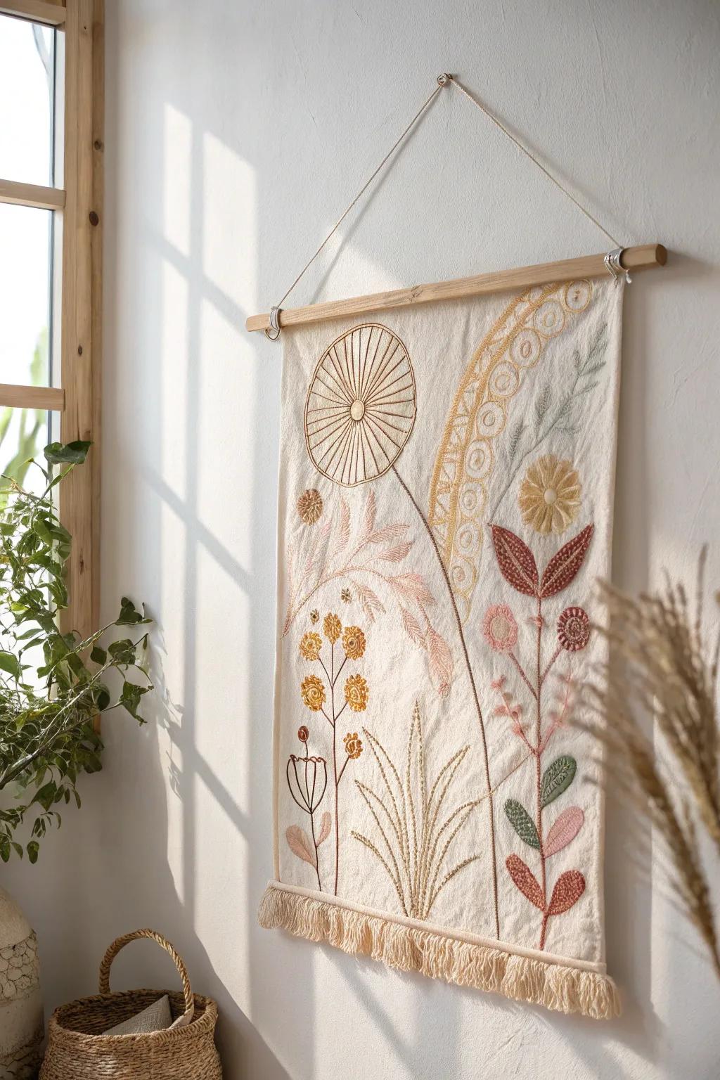 Elevate your space with the serene beauty of handcrafted textile wall art.
