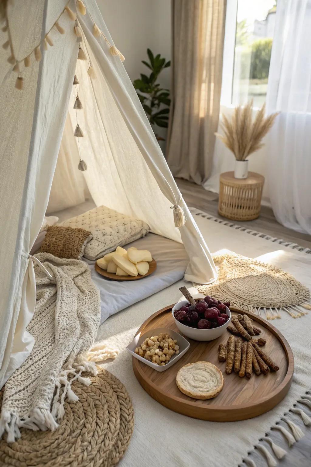 Indulge in your personal snack oasis—where Scandinavian simplicity meets boho coziness.