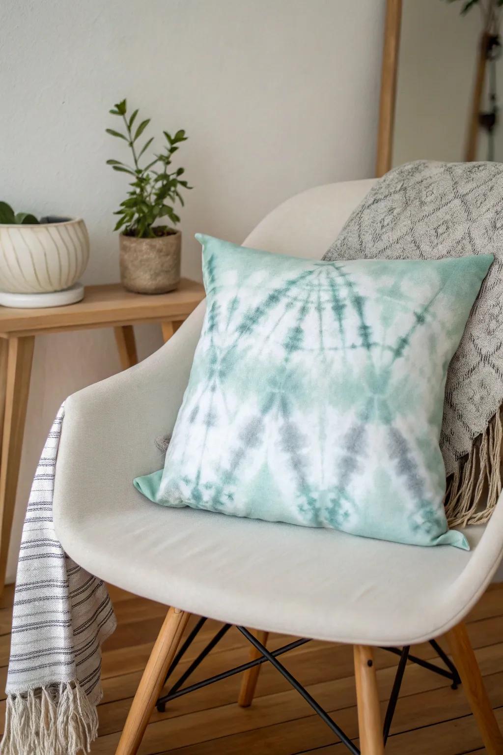 Embrace tranquility with soothing tie-dye hues for a serene touch to your space.
