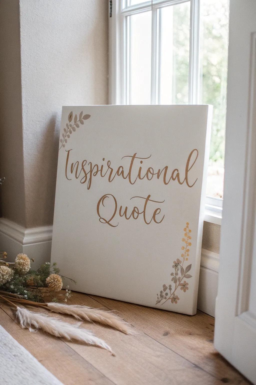 Bring inspiration to your special day with a beautifully crafted quote canvas, perfect for adding a touch of positivity and elegance to any space.