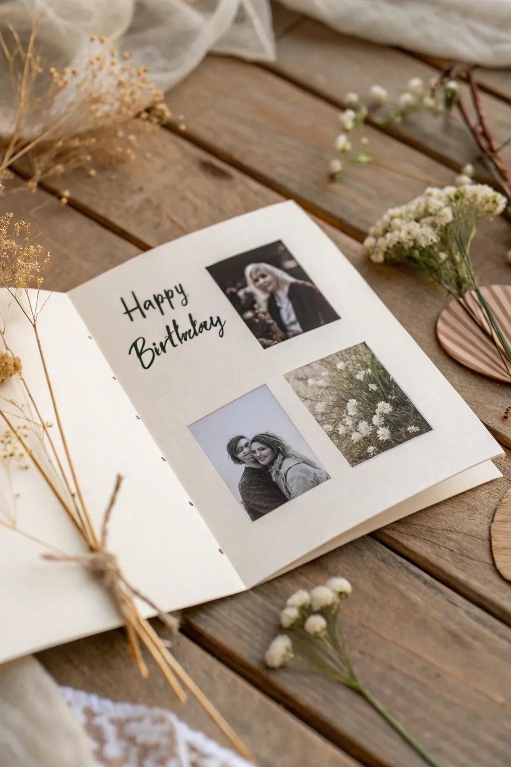 Capture the essence of friendship with a beautifully crafted photo memory lane birthday card.