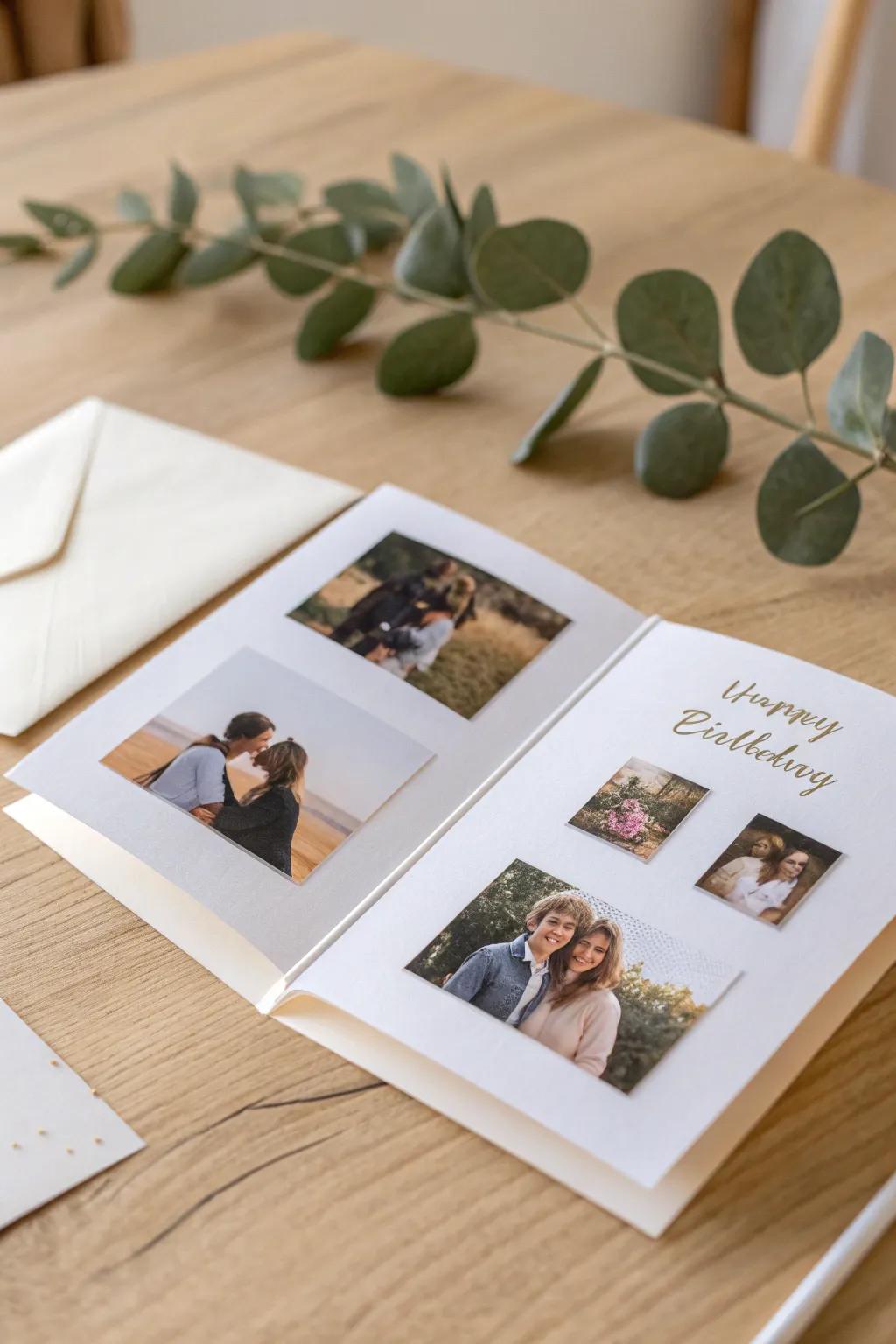 Capture cherished memories with a photo timeline birthday card - a perfect blend of minimalist elegance and boho warmth.