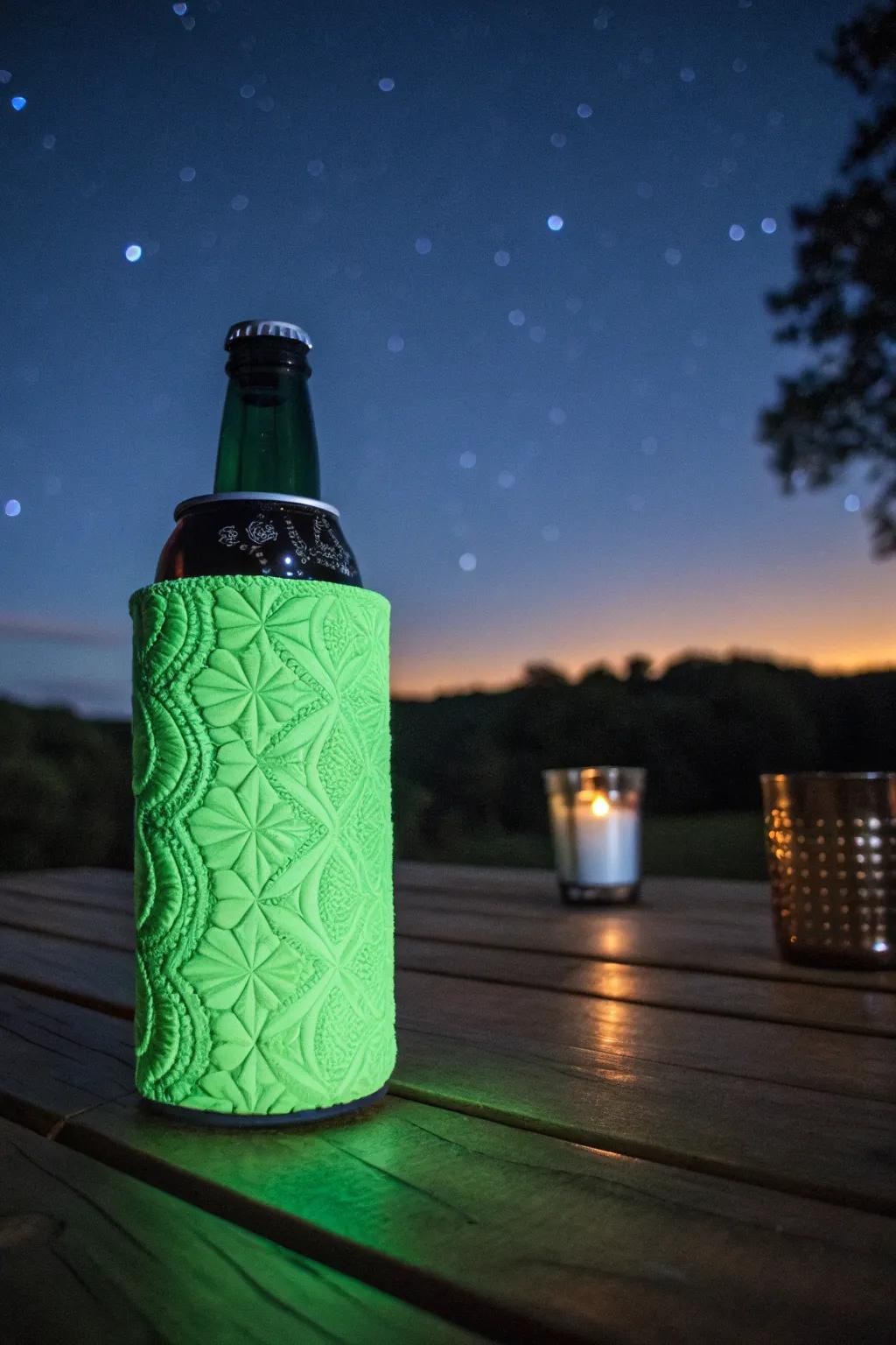 Illuminate your night with a glow-in-the-dark koozie, the perfect blend of style and craftsmanship.