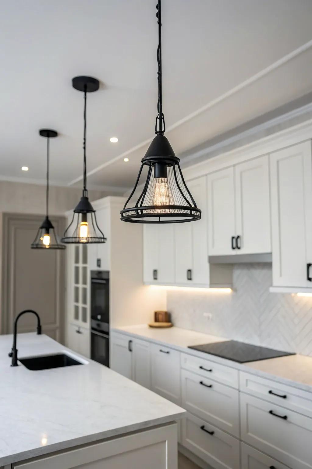 Simple black fixtures fit perfectly in minimalist kitchen designs.