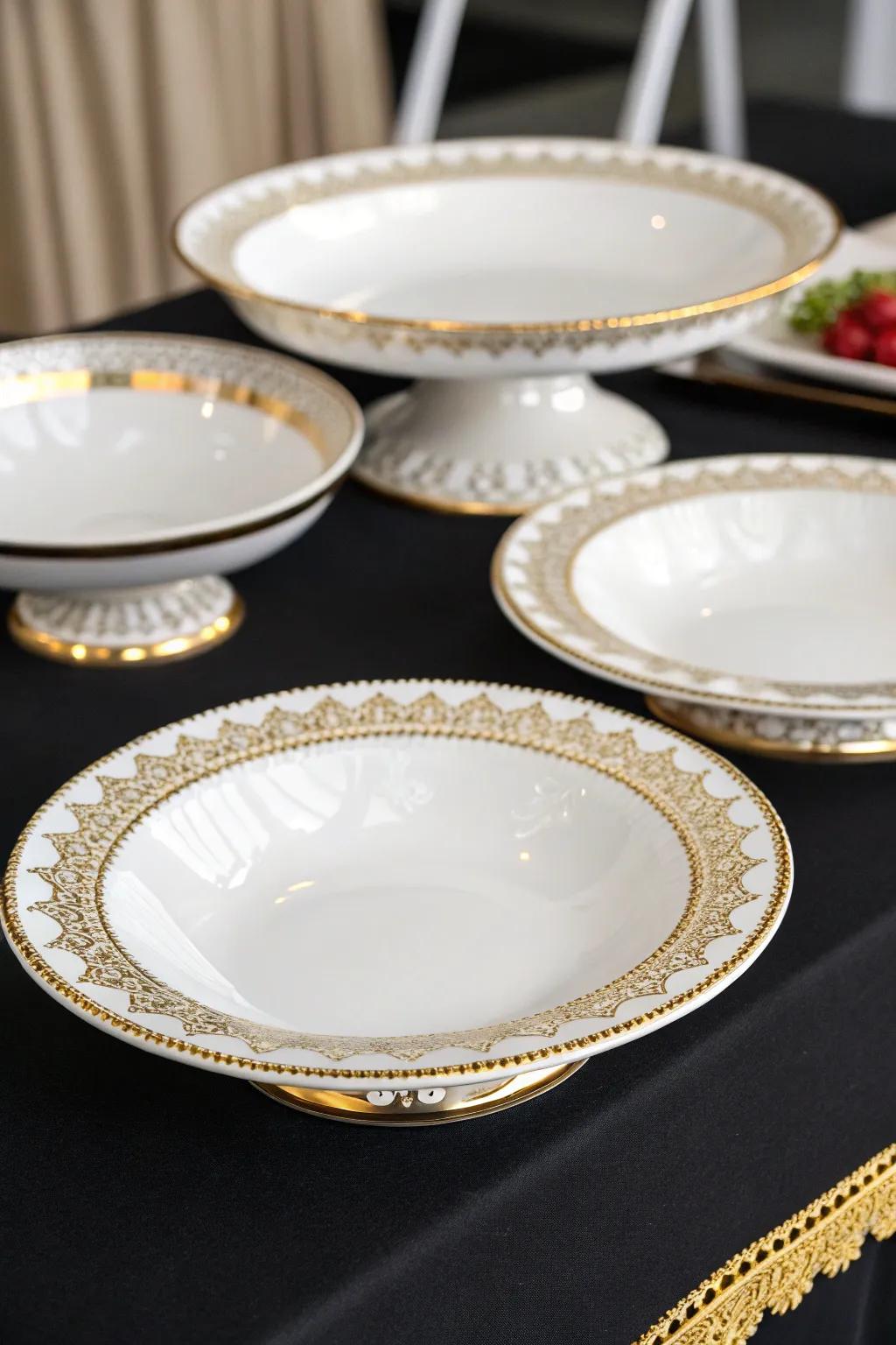 Chic white ceramic with gold details for a seamless look.