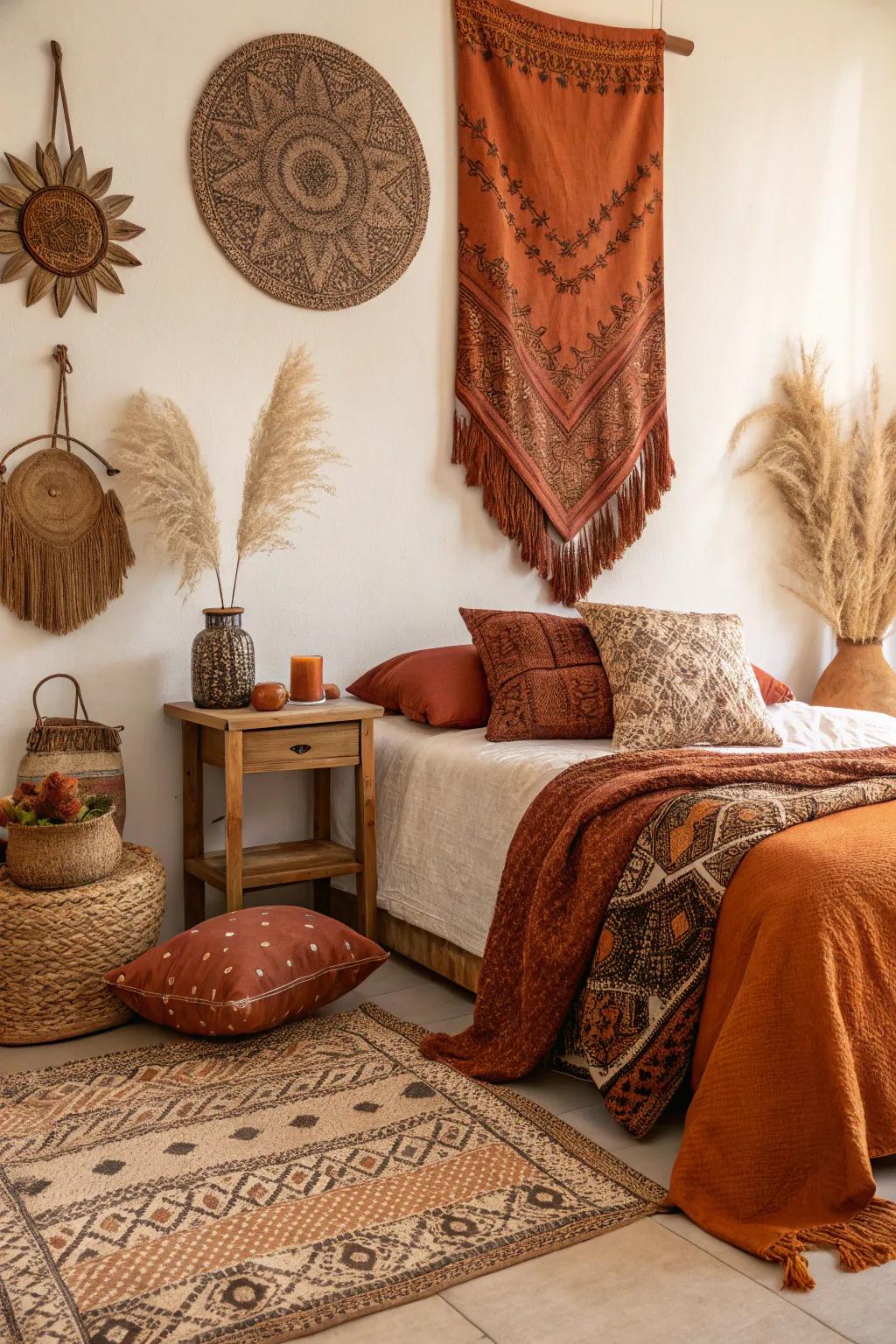 Earthy decorative pieces enhance the natural ambiance.