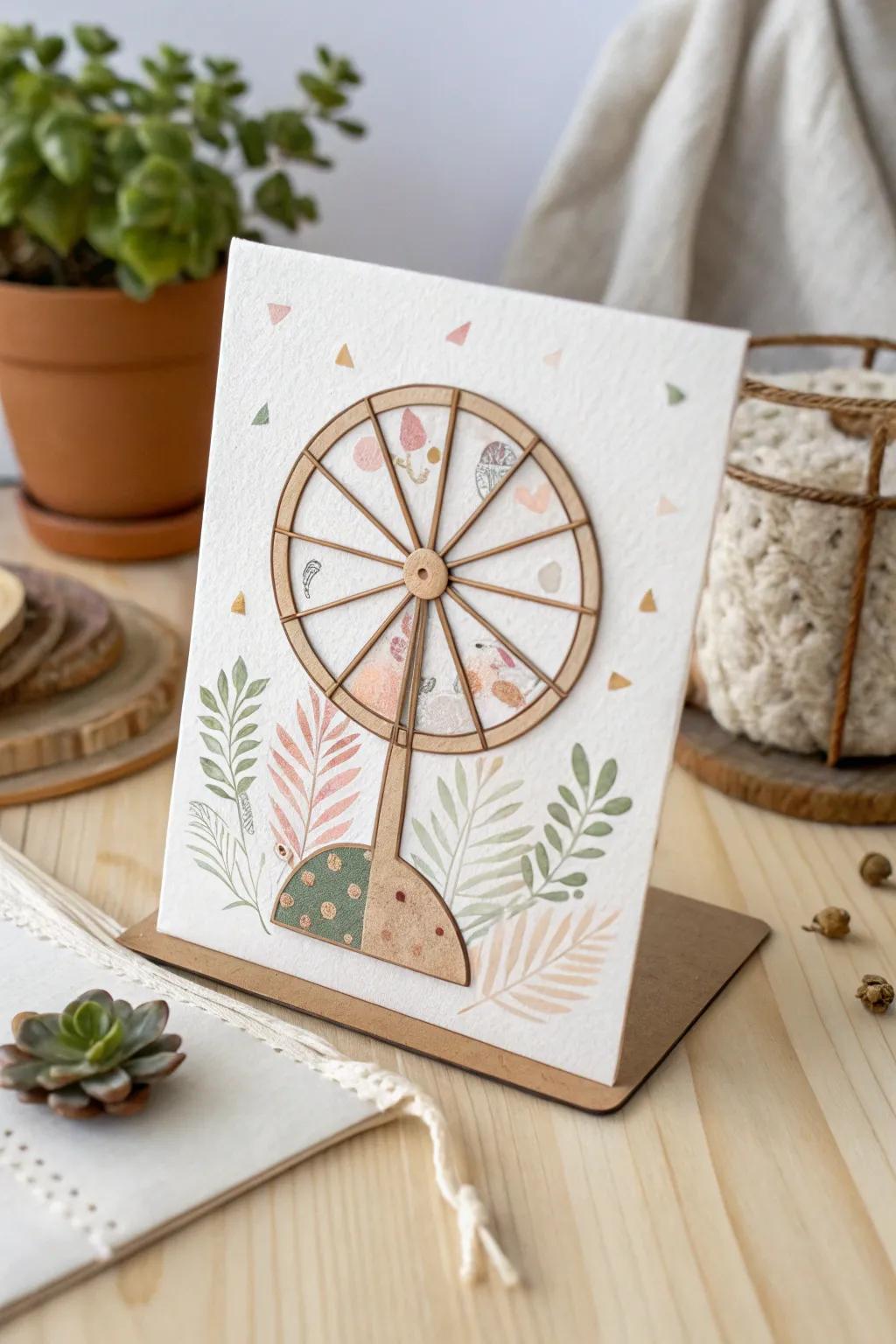 Add a playful twist to your teacher's day with this elegant spinning card, where simplicity meets surprise.