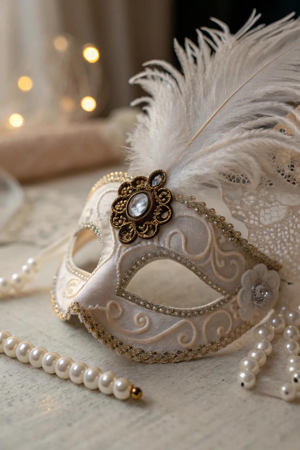 Embrace the charm of yesteryear with this stunning vintage-inspired carnival mask.