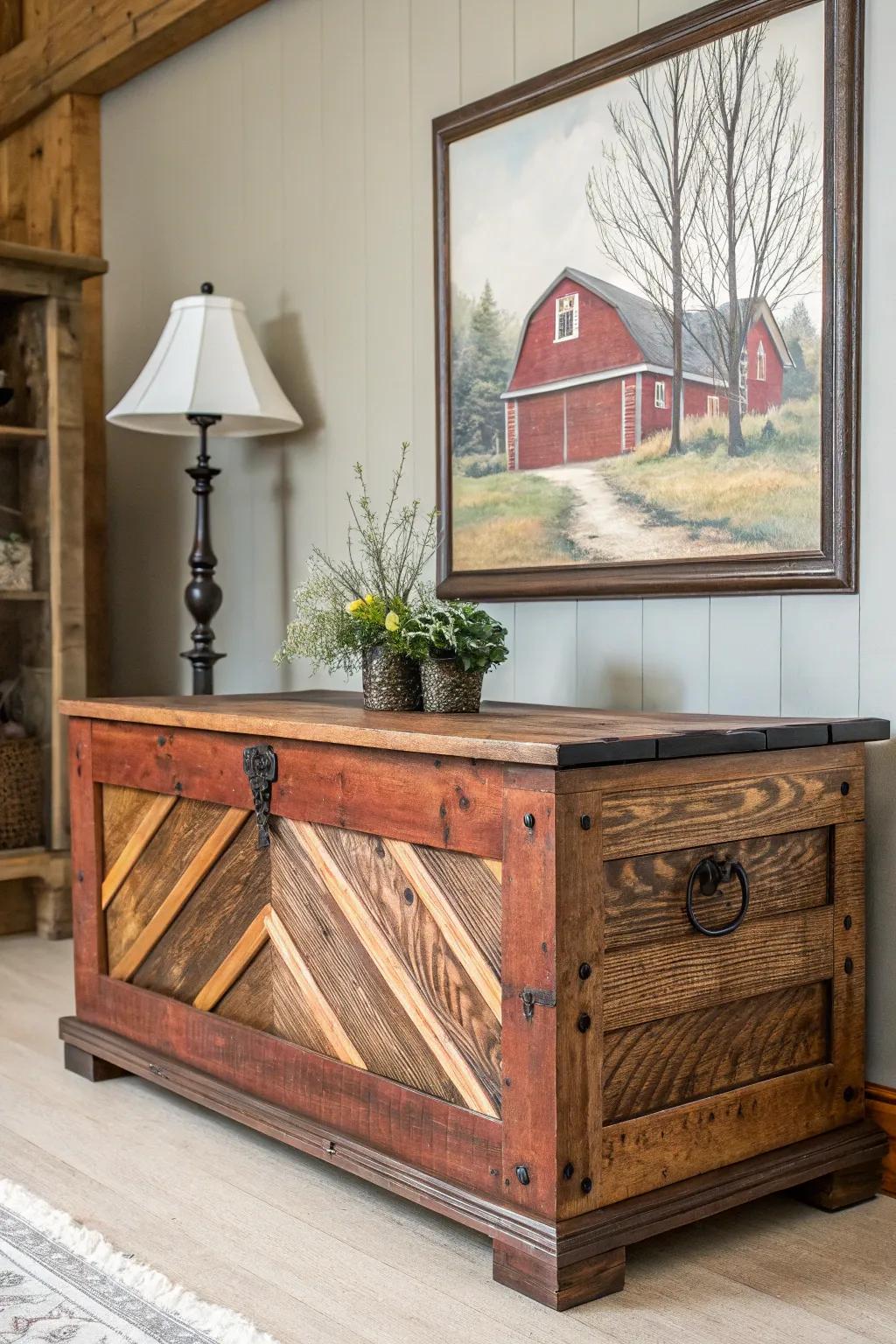 Transform your cedar chest into a rustic masterpiece with barn wood accents!