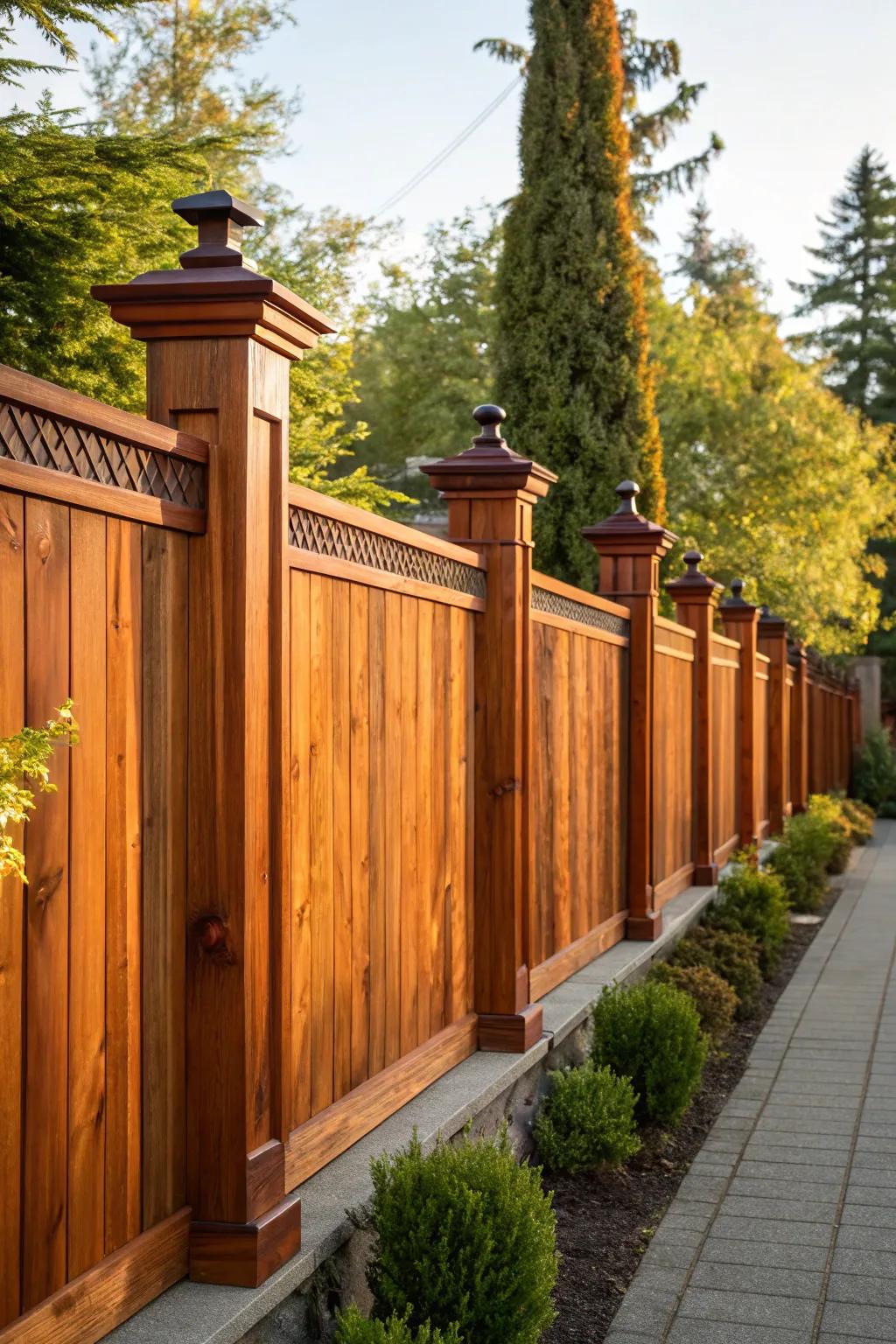 Craftsmanship at its finest: A cedar good neighbor fence that delights from every angle.