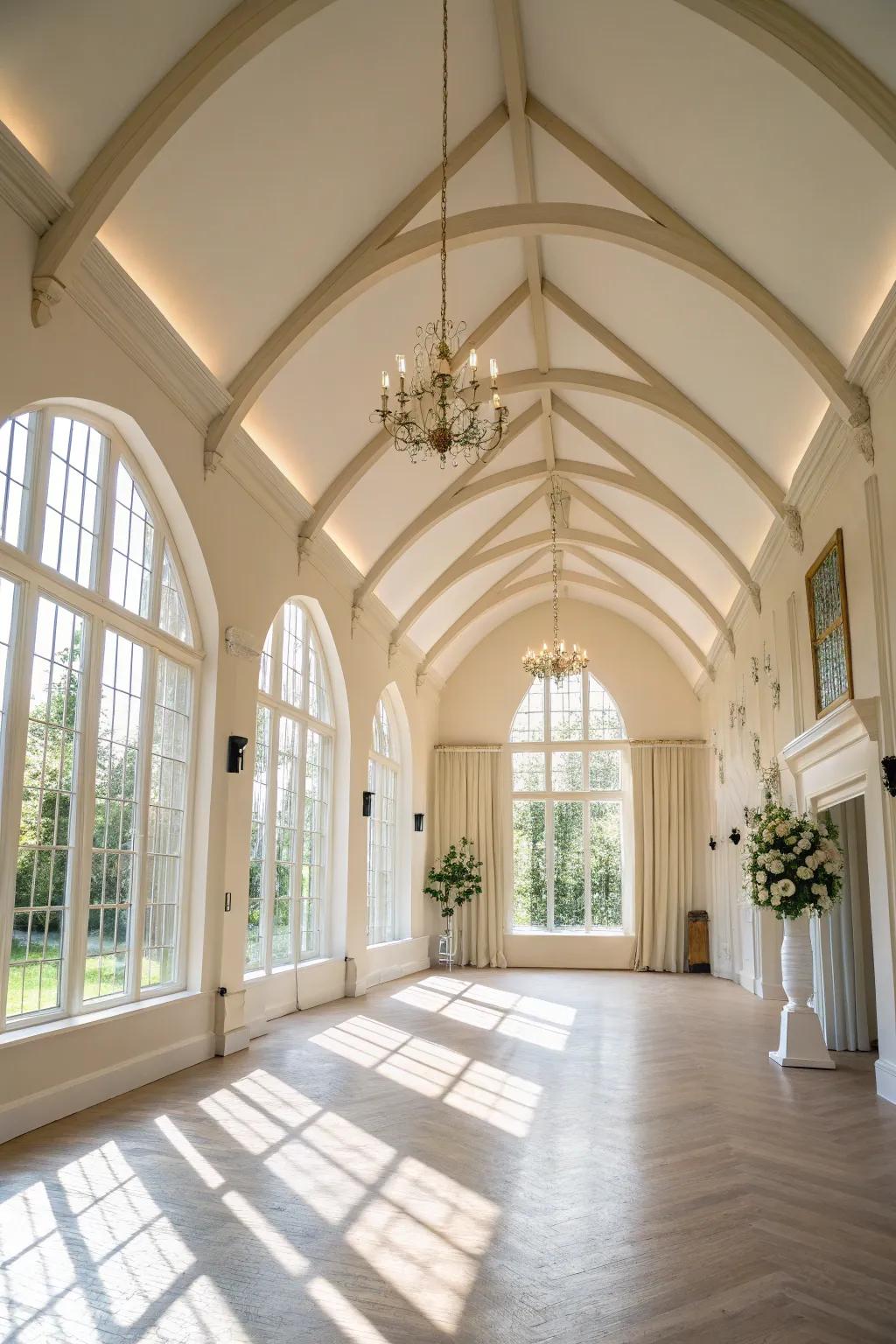 Vaulted ceilings enhance the sense of space and openness in a room.