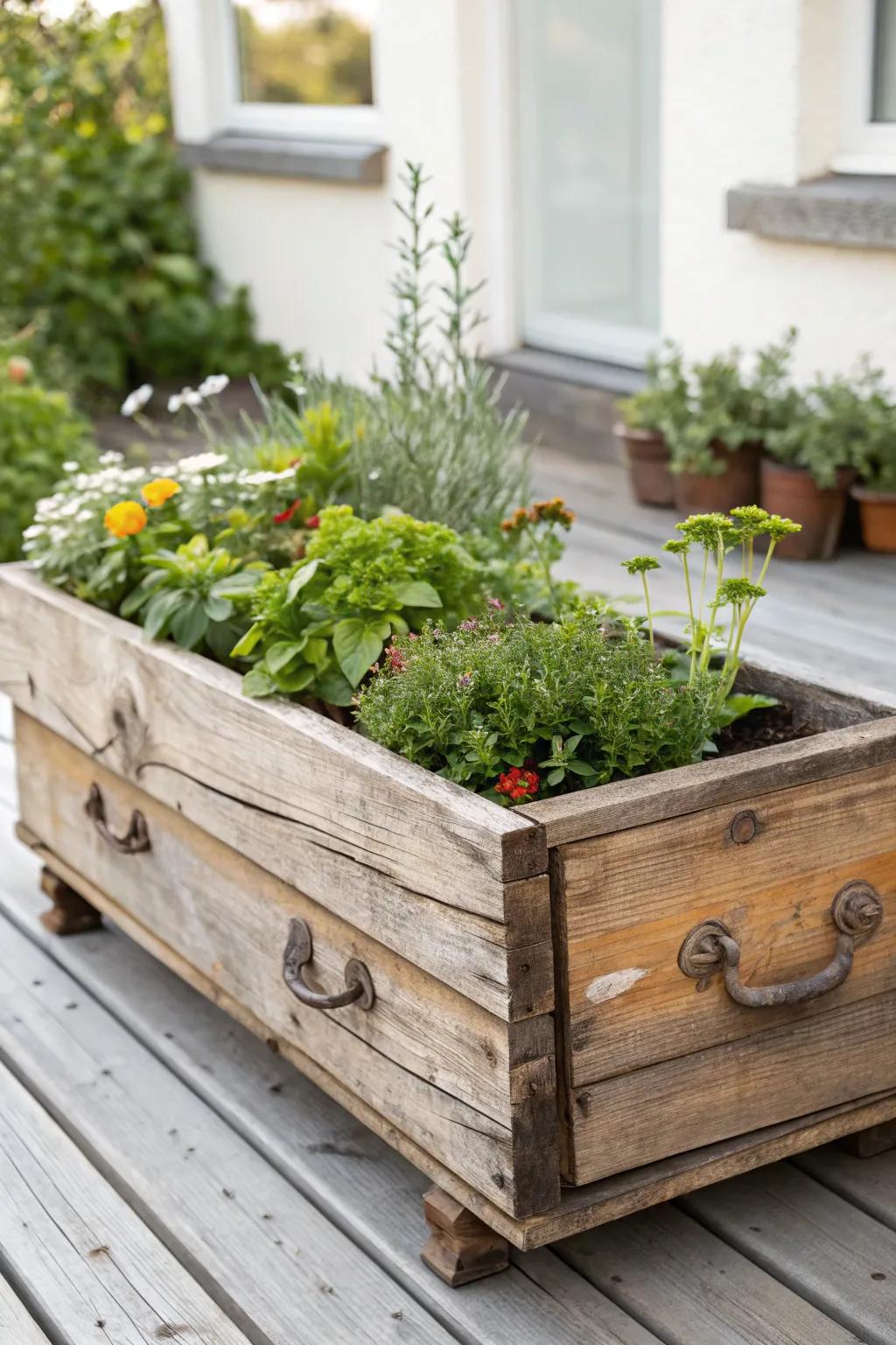 Transform old drawers into delightful garden beds and add a touch of quirky elegance to your outdoor space!