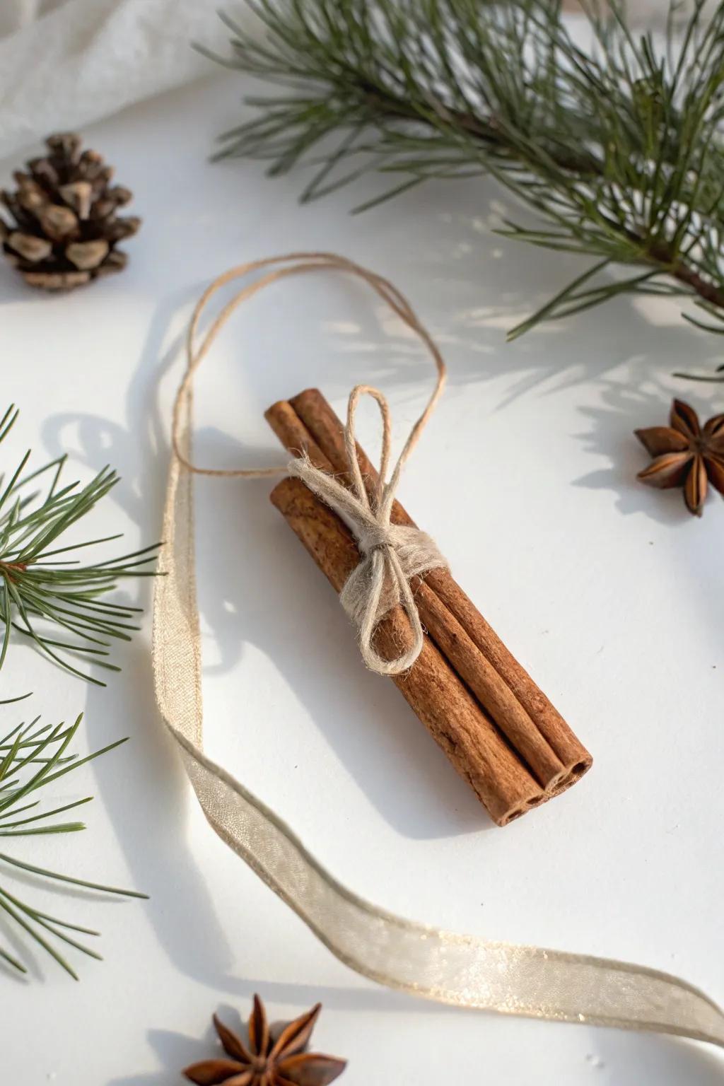 Embrace the aroma and elegance of handcrafted holiday decor with cinnamon stick ornaments.