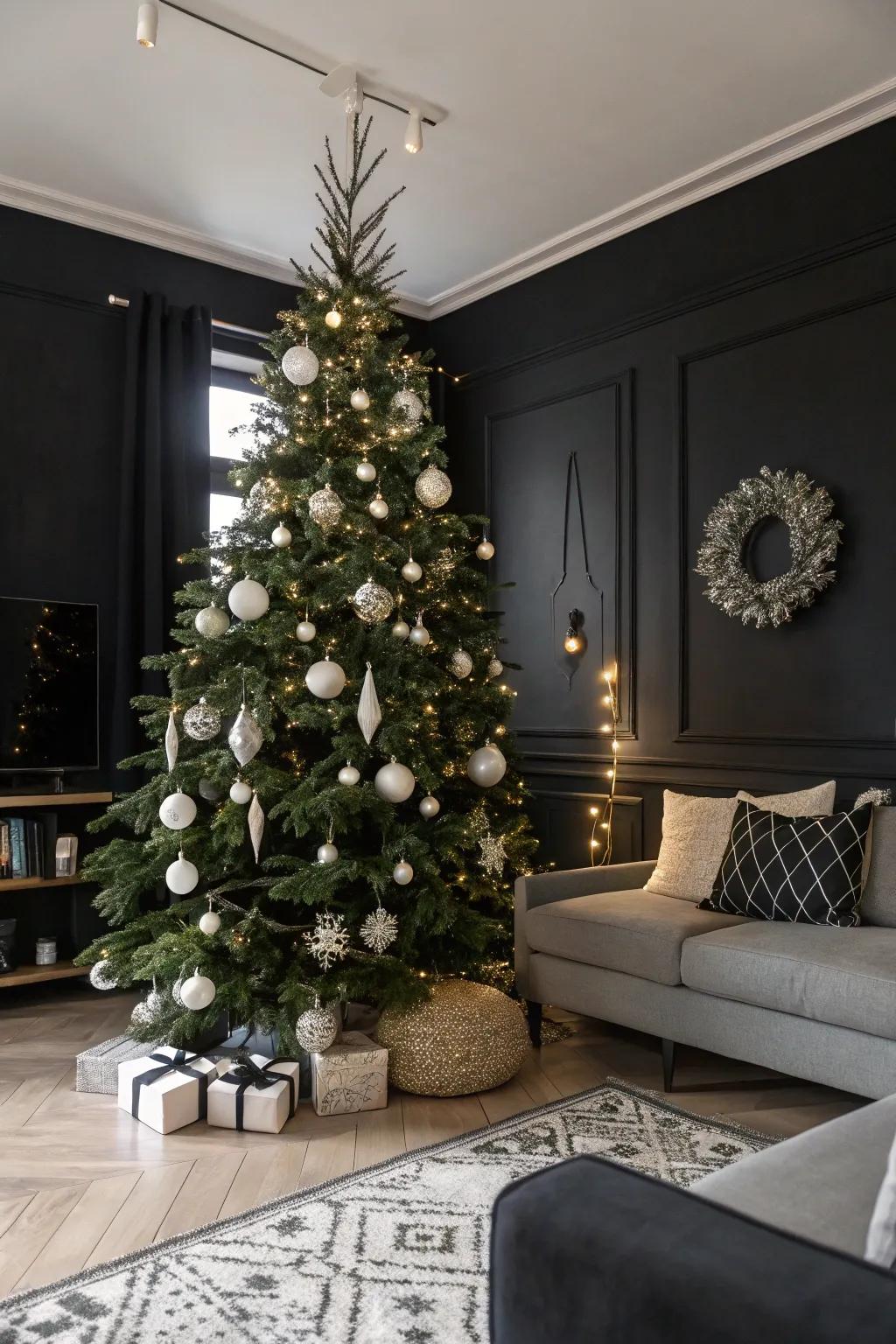 A modern Christmas with monochrome black and white.