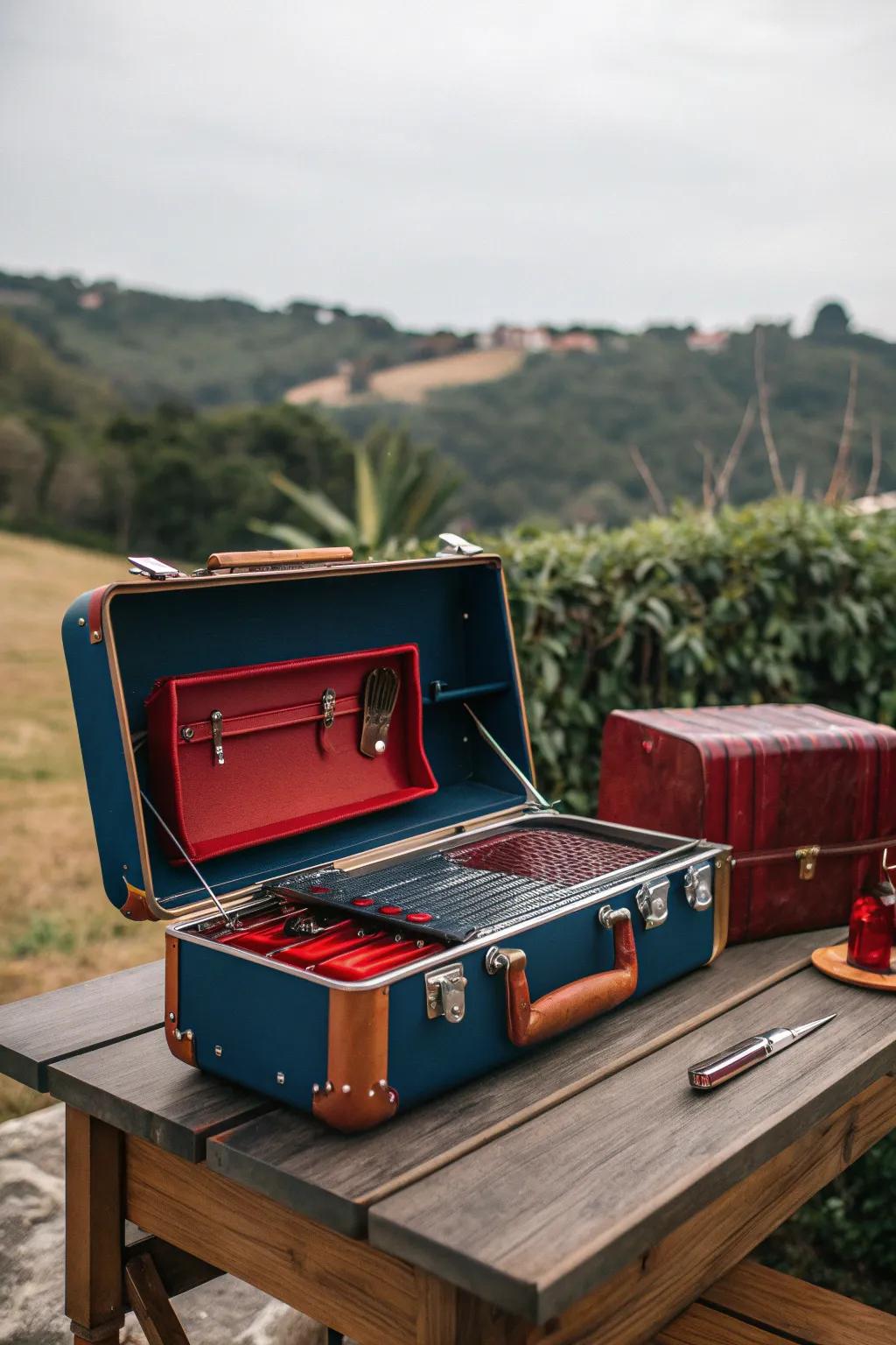 Unleash the ultimate BBQ experience with this suitcase grill station—where portability meets craftsmanship.
